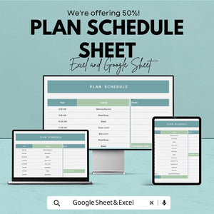 50% Off - Plan Schedule Sheet for Google Sheets | Daily Time Planner Template | Organize Your Day | Task Management | Printable Schedule