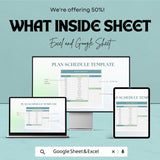 50% Off - Plan Schedule Sheet for Google Sheets | Daily Time Planner Template | Organize Your Day | Task Management | Printable Schedule