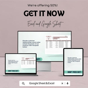 50% Off | Customizable CRM Sheet Template for Excel and Google Sheets | Customer Relationship Management | Boost Sales & Organize Clients