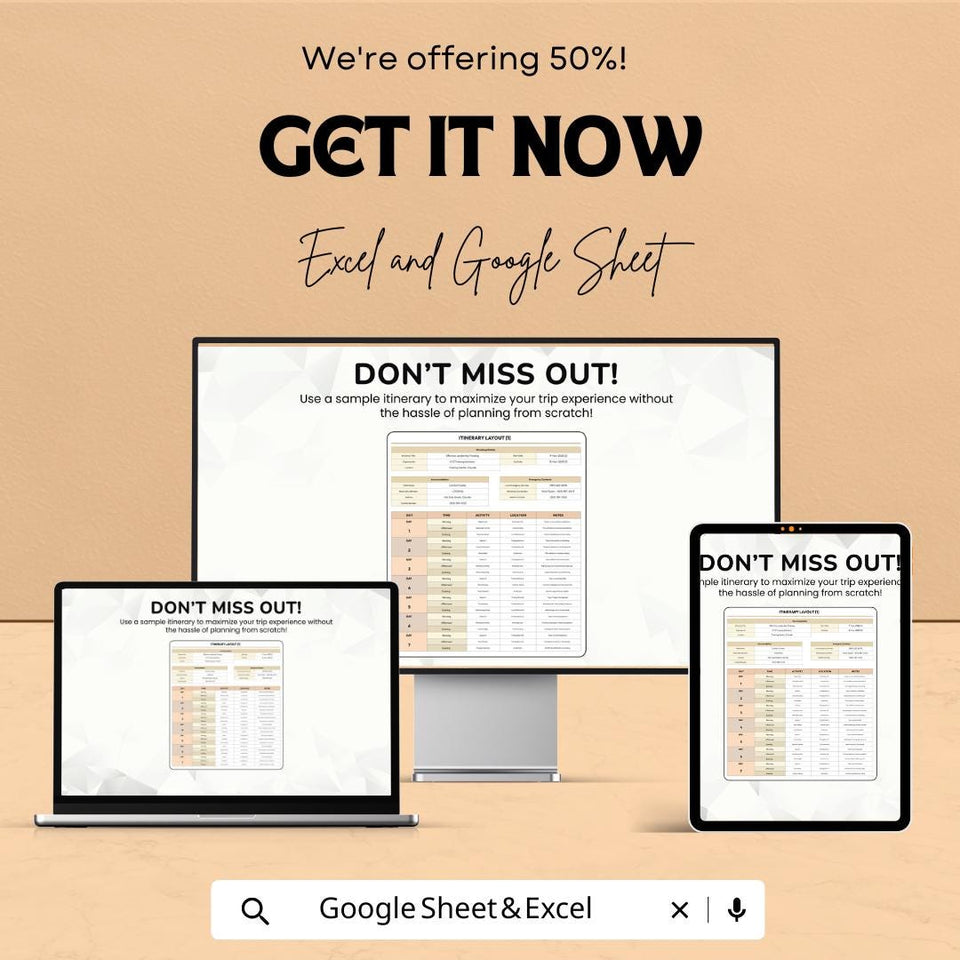 Sample Itinerary Sheet - Editable Excel & Google Sheets Template for Easy Trip Planning