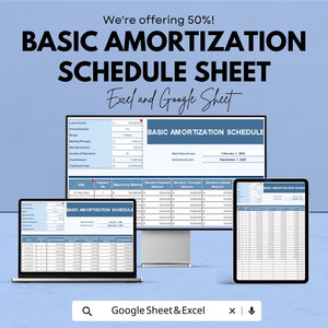Basic Amortization Schedule Template - Google Sheets, Loan Payment Tracker, Financial Planning, Budgeting Tool, Amortization Calculator,