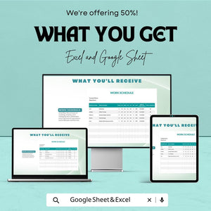 Work Schedule Sheet Template for Excel and Google Sheets | Employee Shift Planner & Work Allocation Tracker | Boost Workforce Efficiency |