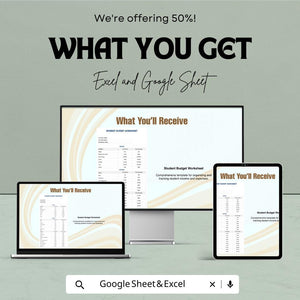 Student Budget Worksheet Template for Excel and Google Sheets | Track Income & Expenses | Financial Planning for Students | 50% Off!