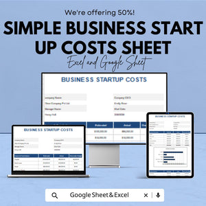 Simple Business Startup Costs Template - Excel & Google Sheets, Budget Planner for New Business, Cost Breakdown Tracker