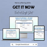 Monthly Shift Schedule Template - Excel & Google Sheets, Employee Work Schedule Planner, Customizable, Staff Shift Organizer