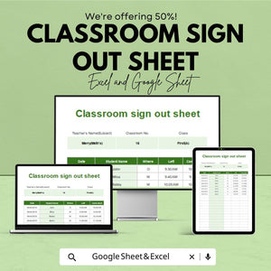 Classroom Sign Out Sheet | Excel & Google Sheets Template | Student Departure Tracker | Attendance Sheet | Teacher Sign Out Log