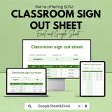 Classroom Sign Out Sheet | Excel & Google Sheets Template | Student Departure Tracker | Attendance Sheet | Teacher Sign Out Log