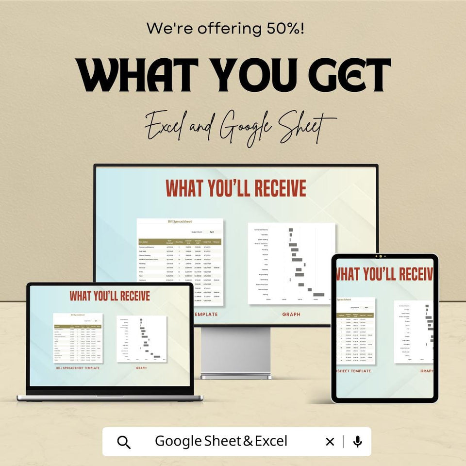 Bill Spreadsheet | Excel & Google Sheets Budget Template | Expense Tracker | Monthly Bill Organizer | Financial Planning Spreadsheet