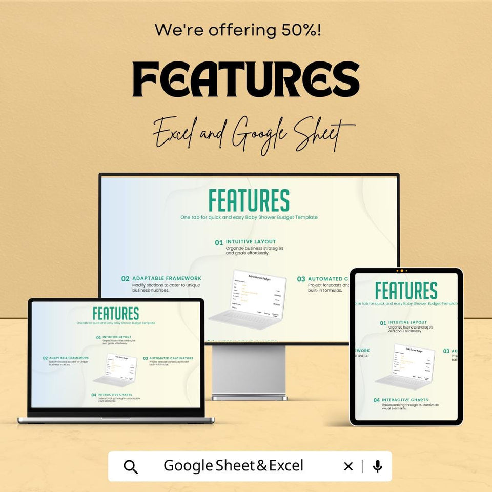 Baby Shower Budget Sheet | Excel & Google Sheets Template | Event Planner Budget Tracker | Printable Baby Shower Organizer