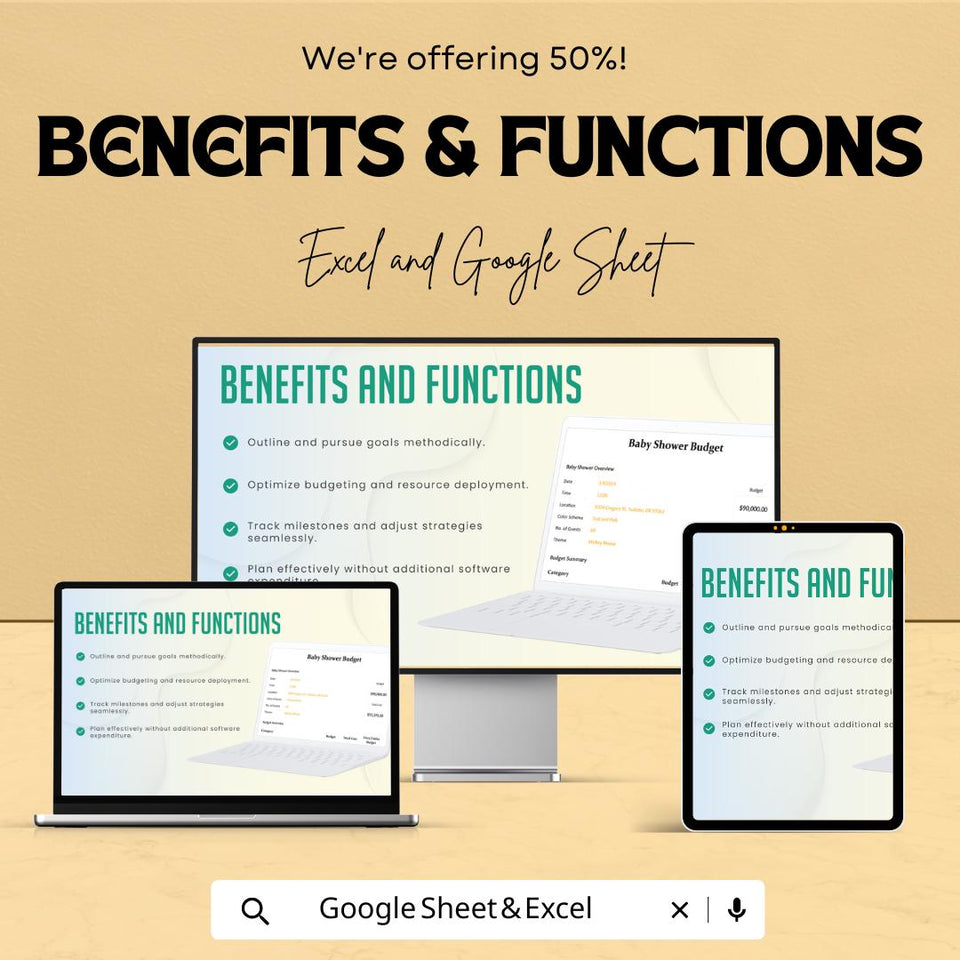 Baby Shower Budget Sheet | Excel & Google Sheets Template | Event Planner Budget Tracker | Printable Baby Shower Organizer