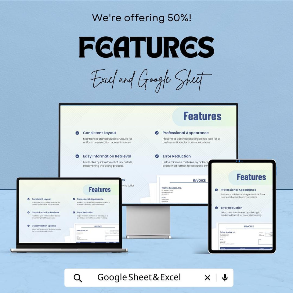 Invoice Format Sheet - Customizable Google Sheets Template, Professional Invoice Template for Billing, Easy to Use for Small Businesses