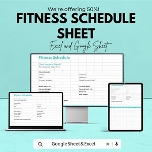 Fitness Schedule Sheet | Excel & Google Sheets | Workout Planner Template | Track Fitness Progress | Exercise Log | Instant Download