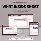 Daily Timesheet Template | Excel & Google Sheets | Employee Time Tracker | Work Hours Log | Instant Download