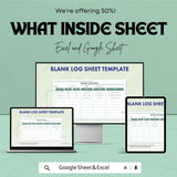 Blank Log Sheet Template | Excel and Google Sheet | Time Tracker for Meetings & Activities | Easy to Use | Instant Download