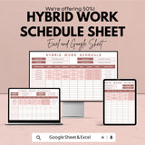 Hybrid Work Schedule Template - Excel and Google Sheets | Employee Scheduling & Work Location Planner
