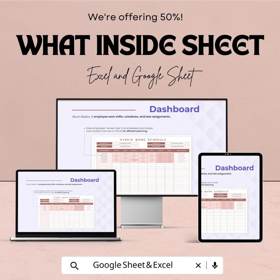 Hybrid Work Schedule Template - Excel and Google Sheets | Employee Scheduling & Work Location Planner