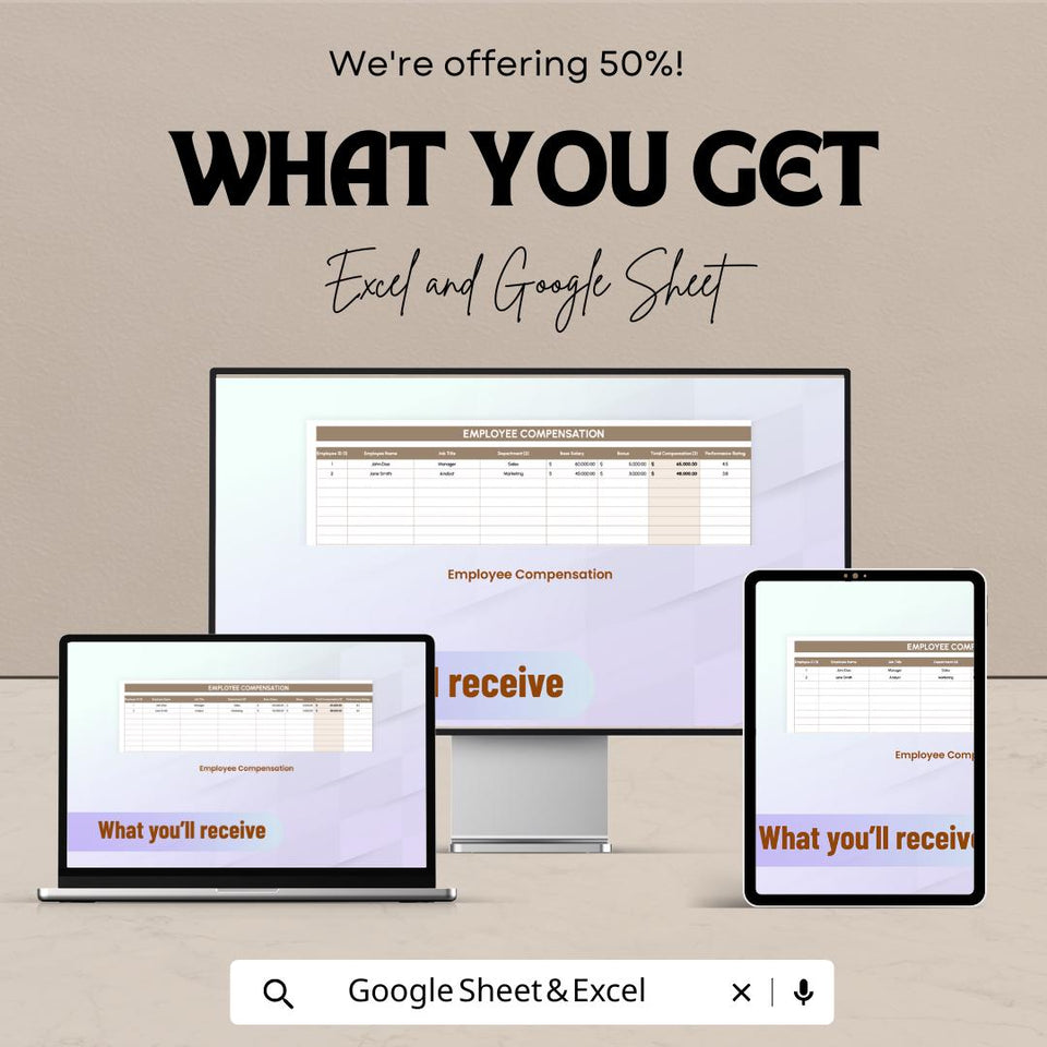 Compensation Scorecard and Reporting Tool HR Sheet - Excel & Google Sheets Template, Employee Compensation Tracker,