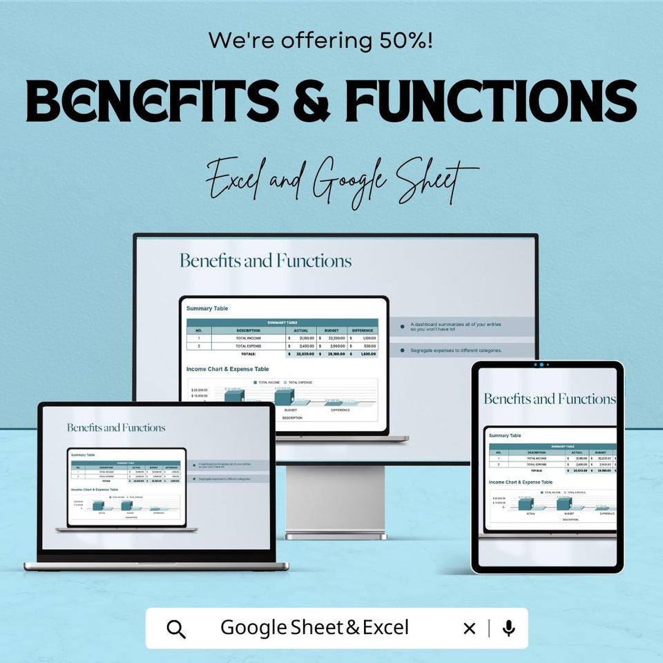Budget Spreadsheet - Excel  and Google Sheets Template, Personal Finance Tracker, Expense & Income Budget Planner, Instant Download