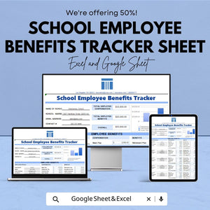 School Employee Benefits Tracker Sheet | Excel & Google Sheets Template for Tracking Employee Benefits