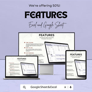 Printable Calculator Sheet | Excel & Google Sheets | Cost Estimator Template | Customizable Calculator for Pricing | Easy-to-Use Budgeting