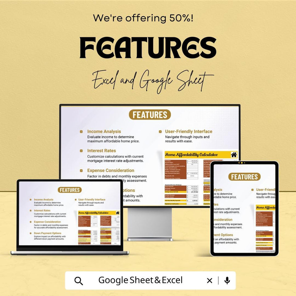 Home Affordability Calculator Sheet | Google Sheets | Affordable Home Price Calculator | Real Estate Budget Planner | Mortgage Calculator