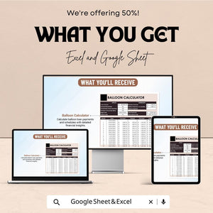 Balloon Loan Calculator Sheet | Excel and Google Sheets | Loan Payment Schedule & Financial Planning Template | Loan Interest Calculator