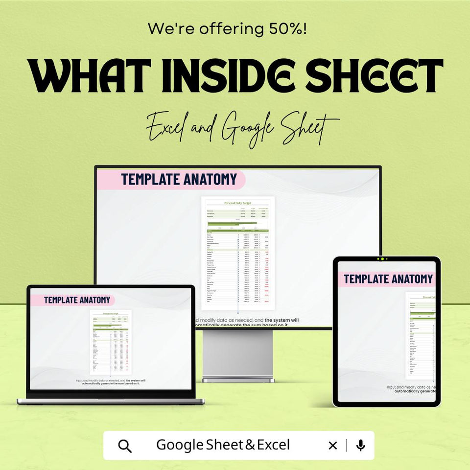 Personal Daily Budget Template - Excel & Google Sheets - Daily Expense Tracker - Financial Planner - Budgeting Tool