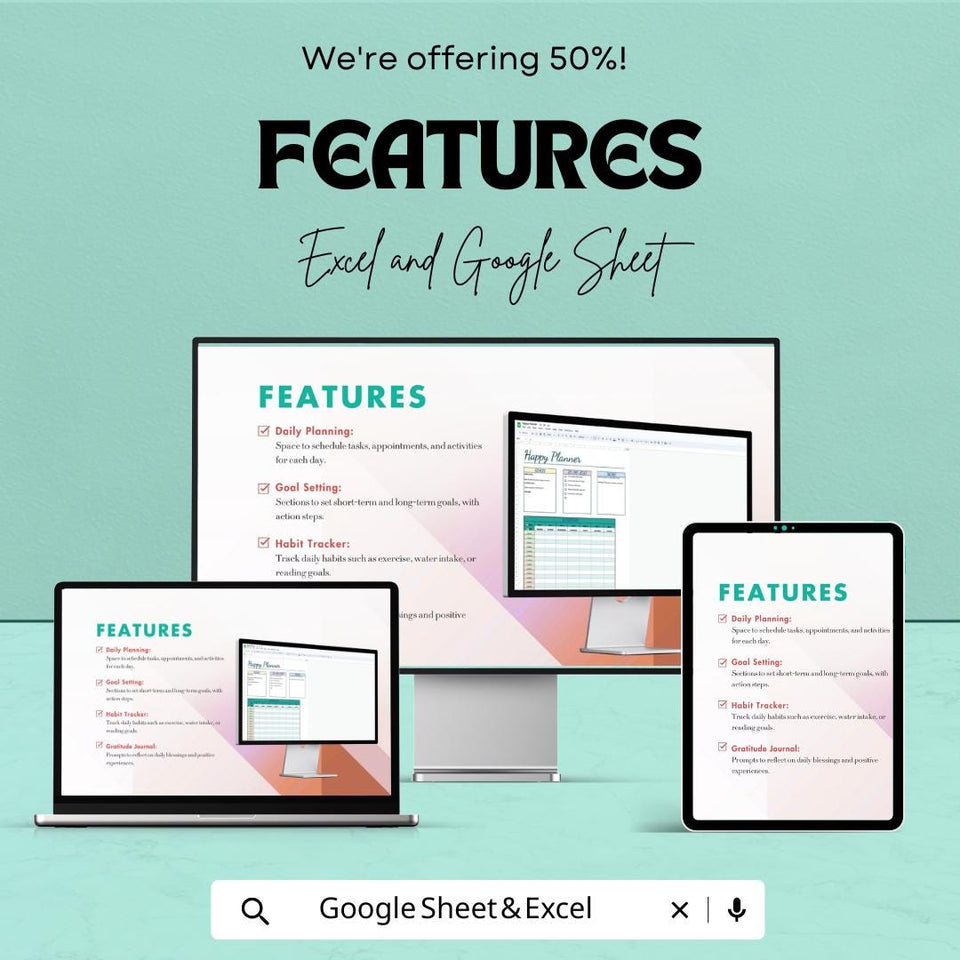 Happy Planner Sheet - Excel and Google Sheets Template for Daily Planning, Goal Setting & Habit Tracking