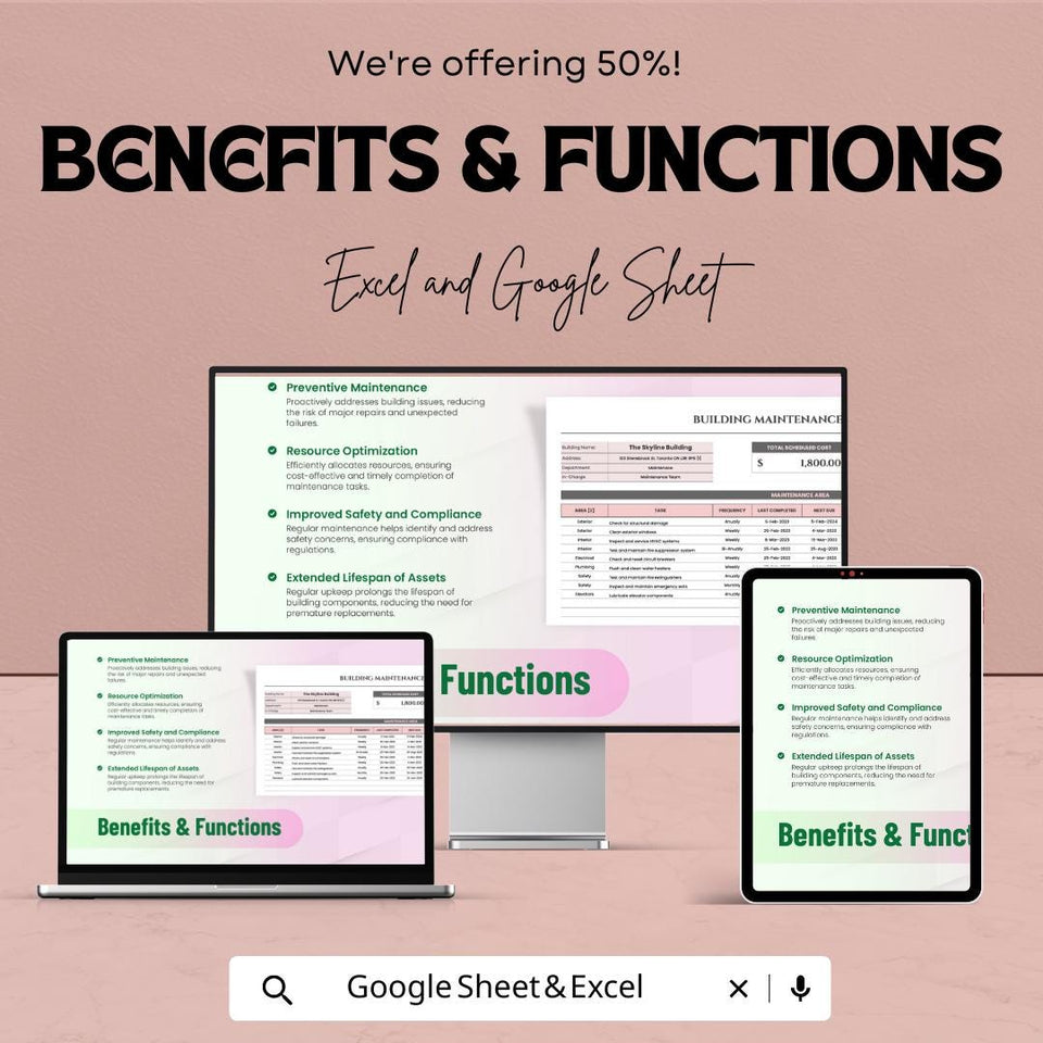 Building Maintenance Schedule Sheet - Excel & Google Sheets Template for Efficient Building Management