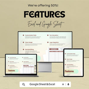 Blank Restaurant Invoice Template - Excel and Google Sheets | Customizable Billing | Tax & Payment Method Integration