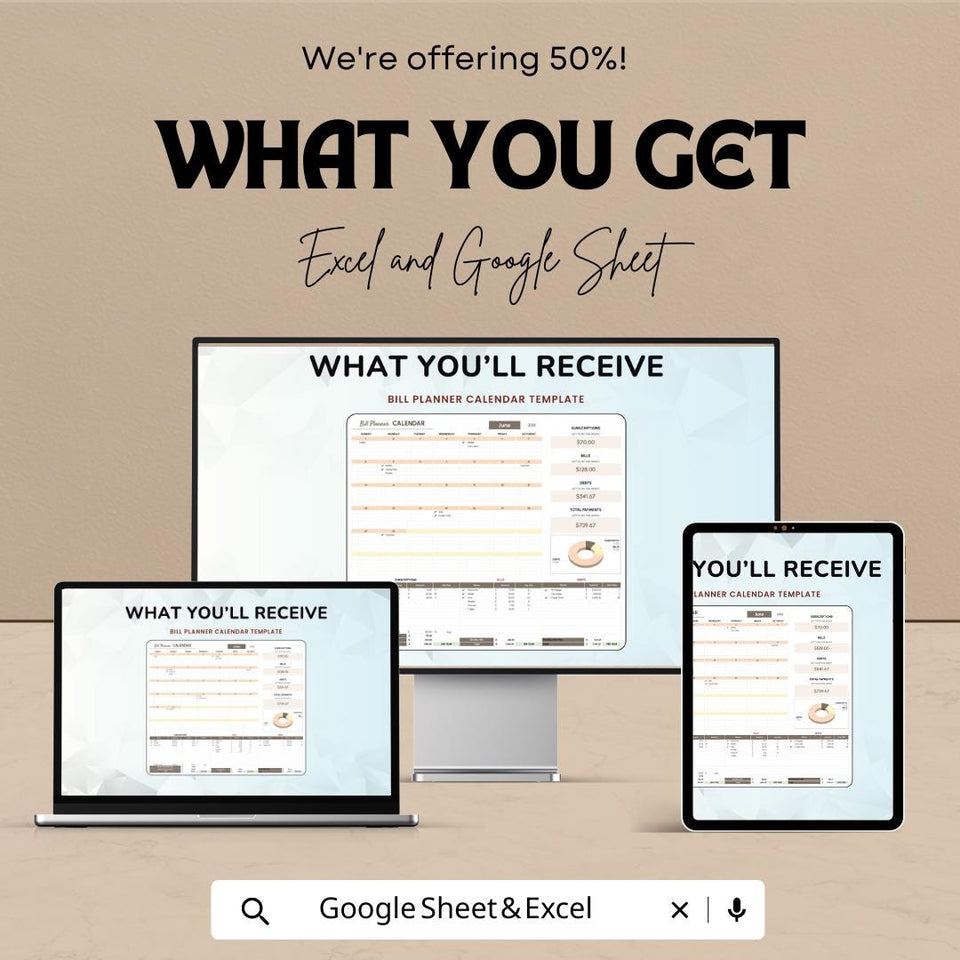Bill Planner Calendar Sheet for Excel & Google Sheets | Monthly Bill Tracker Template | Budget Planner | Instant Download