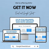 Bill Payment Template Sheet – Excel & Google Sheets, Easy to Use, Budget Management, Bill Tracker, Invoice Tracker, Payment Organizer