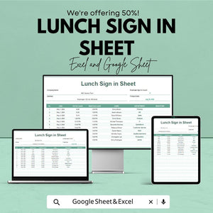 Lunch Sign-in Sheet - Excel & Google Sheet - Track Attendance with Ease - Employee Sign-in Template for Workplace, Office, and Events