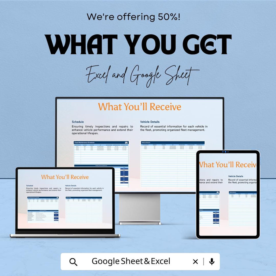 Fleet Maintenance Schedule Sheet - Excel & Google Sheets Template for Vehicle Maintenance Management