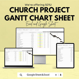 Church Project Gantt Chart Sheet - Excel & Google Sheets Template for Church Project Management