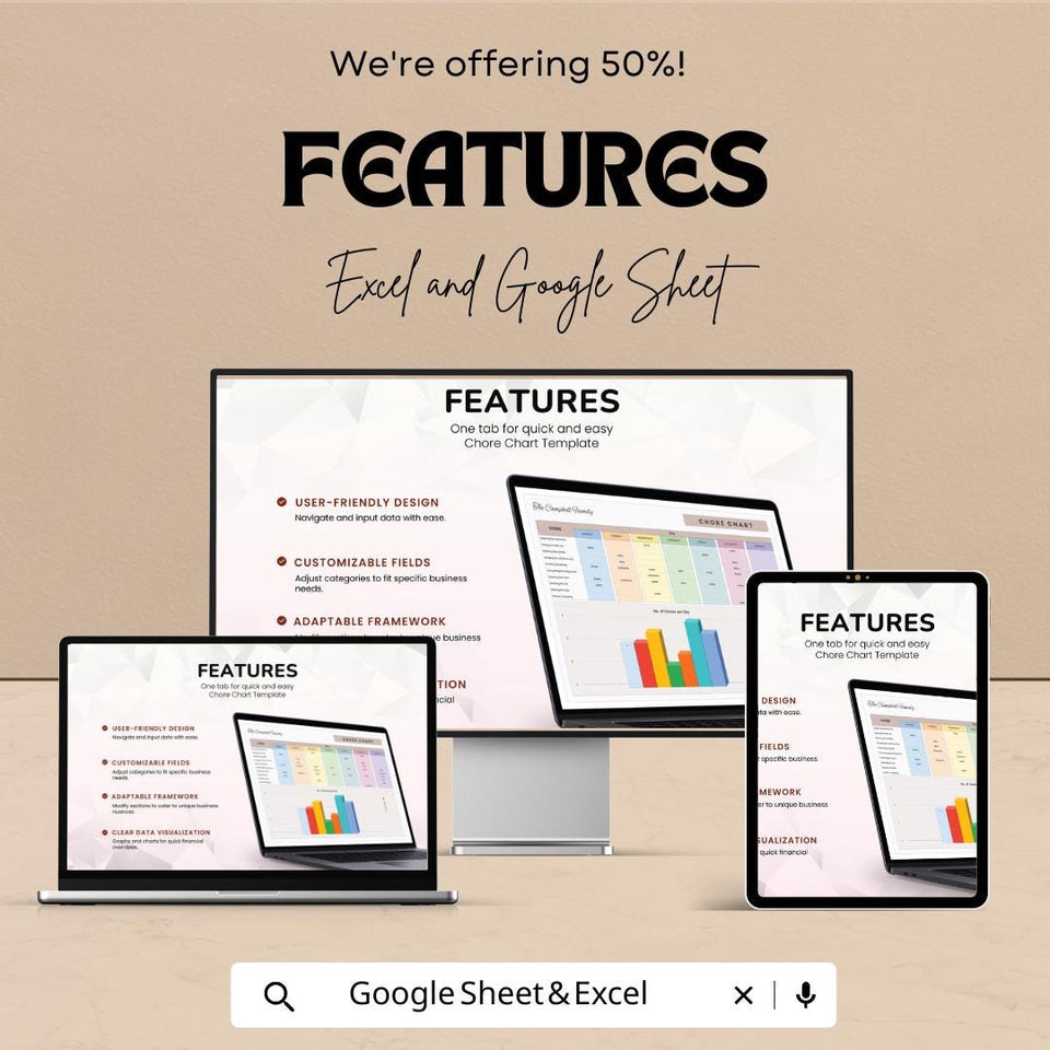 Chore Chart Sheet - Family Task Planner Template in Excel & Google Sheets