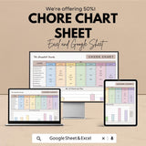Chore Chart Sheet - Family Task Planner Template in Excel & Google Sheets