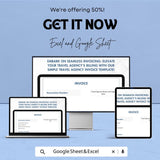 Simple Travel Agency Invoice Sheet - Excel and Google Sheets | Customizable Travel Invoice Template | Reservation & Payment Tracker