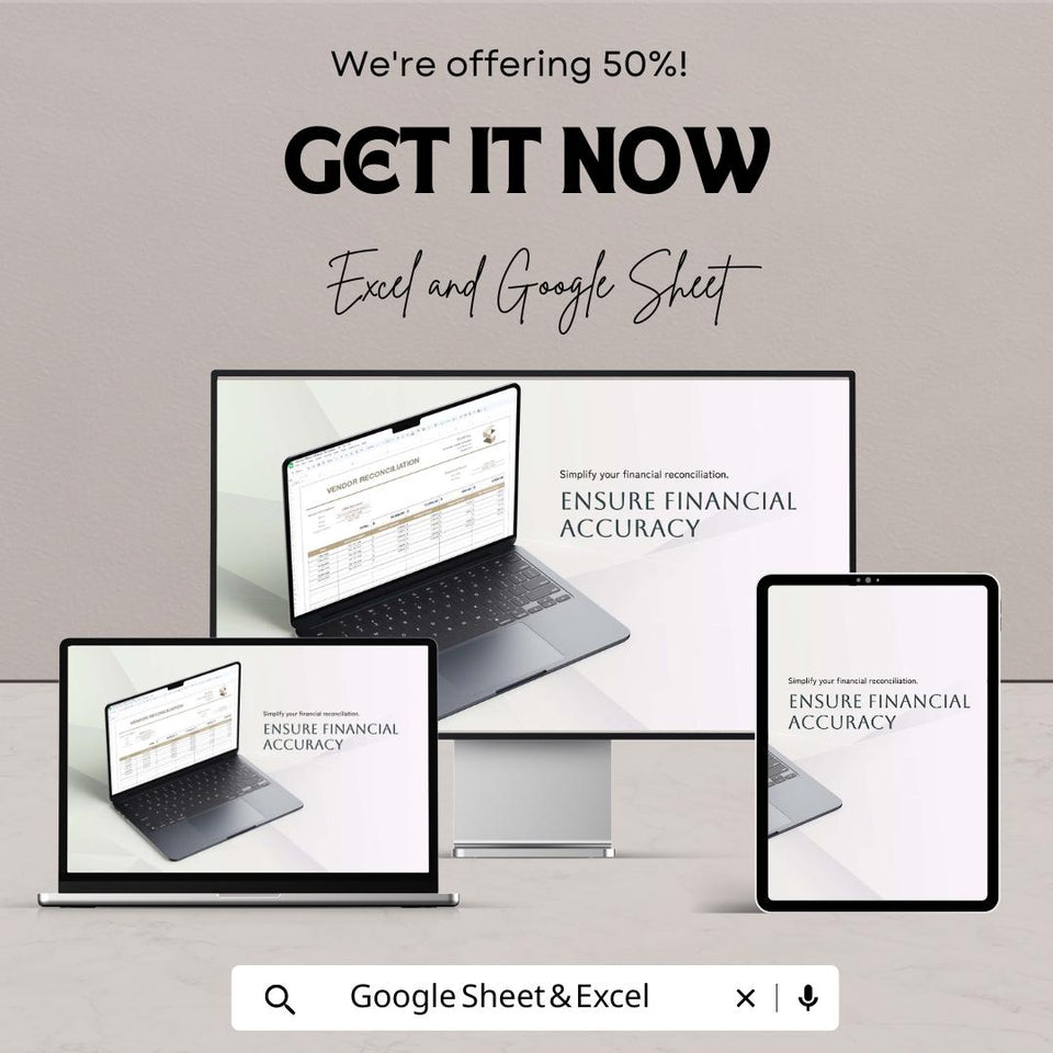 Reconciliation Sheet Template – Editable Excel & Google Sheet | Financial Reconciliation Tracker | Instant Download
