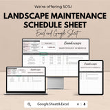 Landscape Maintenance Schedule Template – Editable Excel & Google Sheet | Gardening and Lawn Care Planner | Instant Download