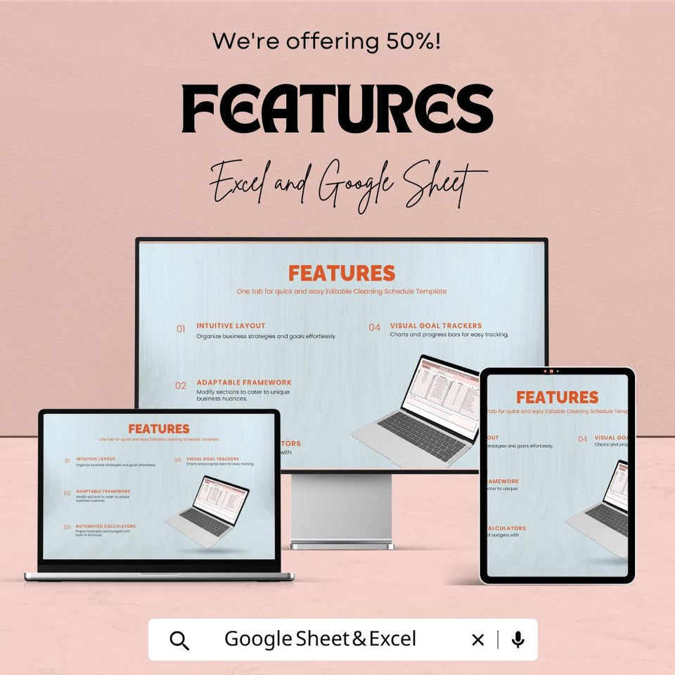 Editable Cleaning Schedule Sheet | Google Sheets and Excel Template | Customizable Cleaning Planner | Task & Duty Management |