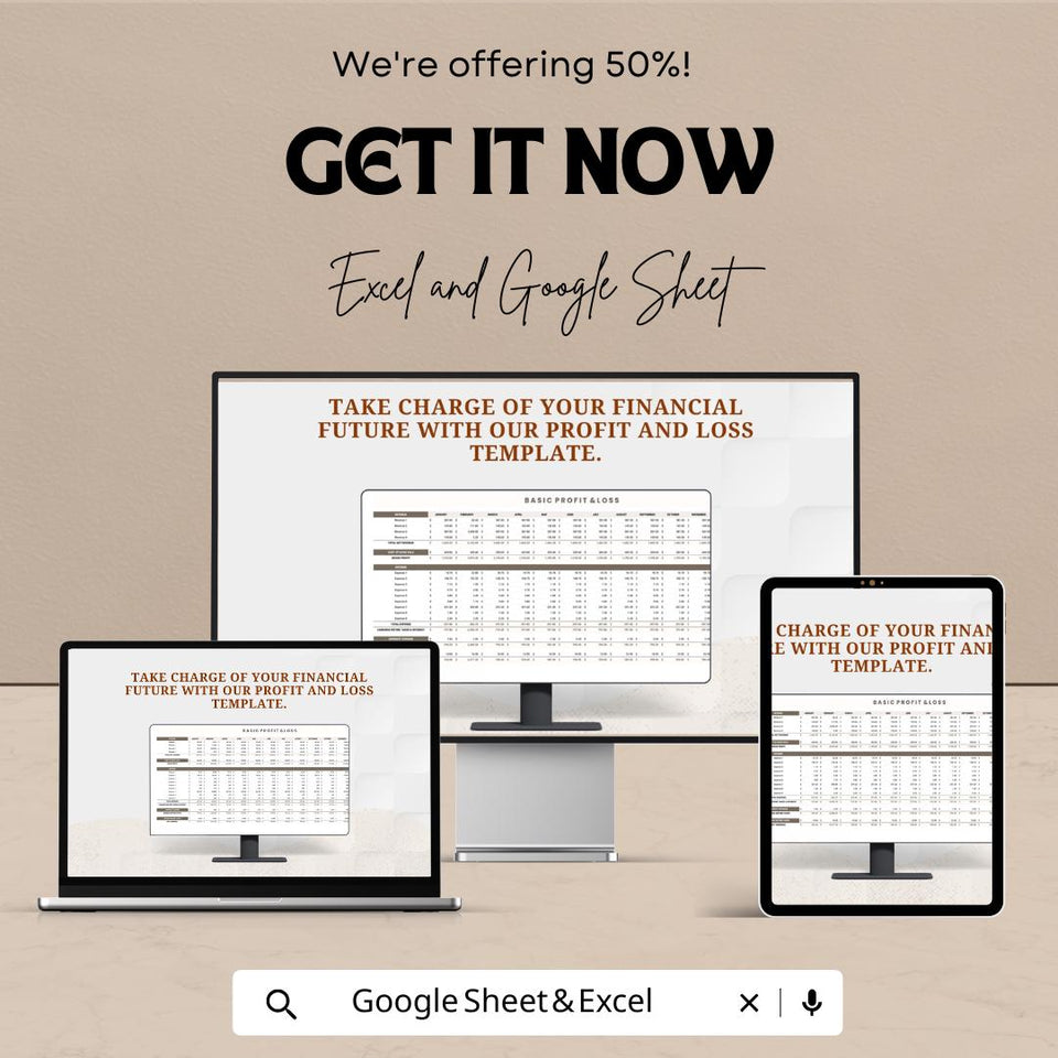 Basic Profit and Loss Sheet - Excel & Google Sheets Template - Simple, Easy-to-Use Financial Tracker