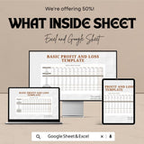 Basic Profit and Loss Sheet - Excel & Google Sheets Template - Simple, Easy-to-Use Financial Tracker