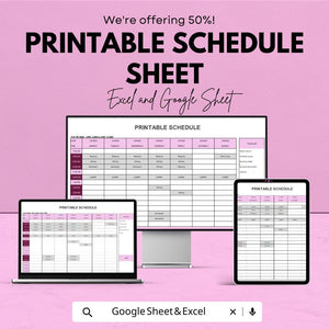Printable Weekly Schedule Sheet – Customizable Daily Planner Template for Google Sheets & Excel – Time Management Tool – Downloadable