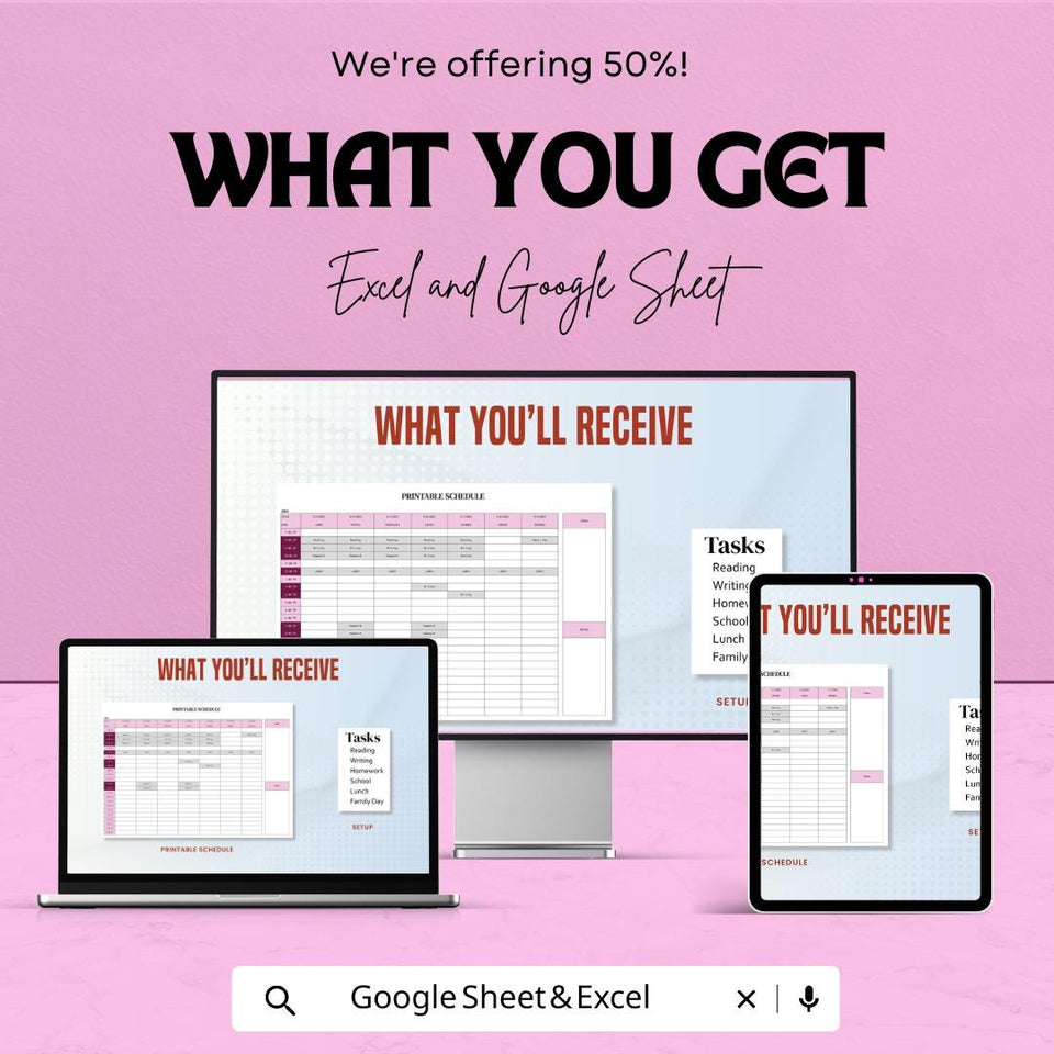 Printable Weekly Schedule Sheet – Customizable Daily Planner Template for Google Sheets & Excel – Time Management Tool – Downloadable