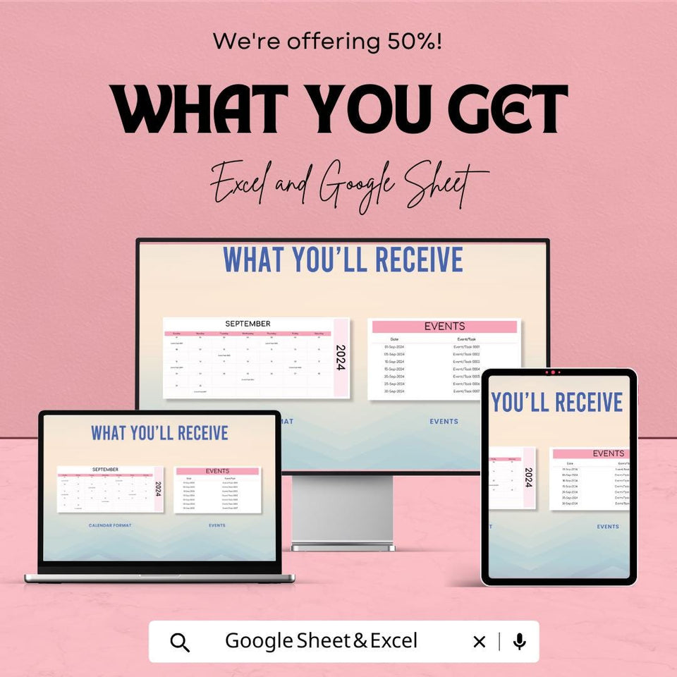 Calendar Format Template | Editable Google Sheets & Excel Calendar | Monthly Planner Template | Printable Calendar Format Sheet |