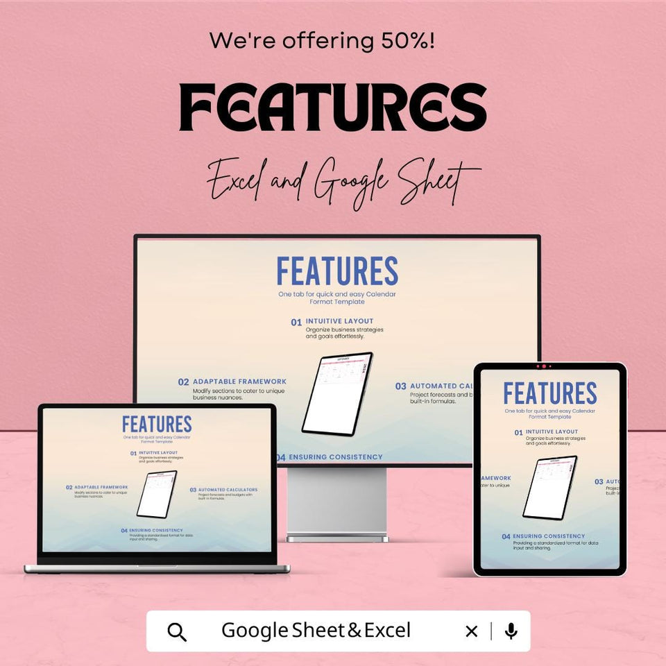 Calendar Format Template | Editable Google Sheets & Excel Calendar | Monthly Planner Template | Printable Calendar Format Sheet |