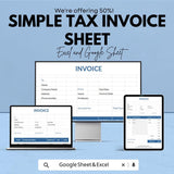 Simple Tax Invoice Sheet | Excel & Google Sheets Template | Easy-to-Use Invoice for Tax Calculation