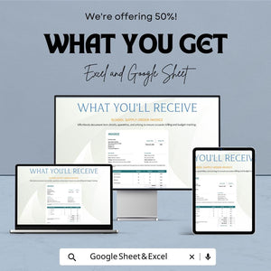 School Supply Order Invoice Sheet | Excel & Google Sheets Template | School Supplies Billing Tracker