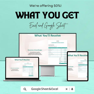 Sample Elementary School Budget Sheet - Excel and Google Sheets Template | Track School Expenses & Financials | 50% Off